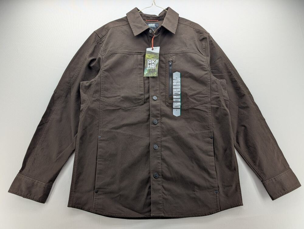 NWT AKHG Men's Stone Run Standard Fit Overshirt in Smoked Hickory size Medium